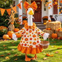 Costume de canard de porche d'Halloween imprimé citrouille pour statue de jardin de 23 pouces, décoration de fête et de maison, tenues pour canard de porche