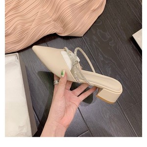 Women's Summer New Sexy <b>Pointed</b> Rhinestones Shallow Heel Fashion High Heels Sandals - Product Image 4