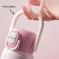 Bouteille de sport isotherme en acier inoxydable de 500 ml pour enfants (garçons et filles) avec poignée, design portable à double ouverture