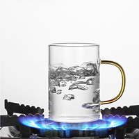 Ensemble de 6 tasses en verre borosilicate de haute qualité avec poignées colorées, résistantes au four, transparentes, droites, pour thé et eau, coffret cadeau