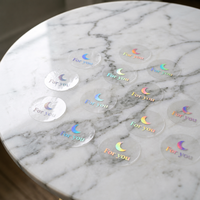 Autocollant holographique transparent personnalisé, autocollant rond à estampage laser, autocollant décoratif, autocollant imperméable