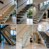 ACE Balustrades Rampes d'escalier Montage latéral Garde-corps en verre noir pour escaliers de maison Intérieur