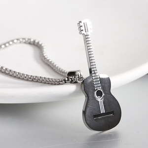Collana con Ciondolo a Forma di Chitarra in Acciaio Inossidabile, Gioielli Ispirati alla Musica <span class=keywords><strong>Hip</strong></span> <span class=keywords><strong>Hop</strong></span> e Rap per Uomo - Product Image 2