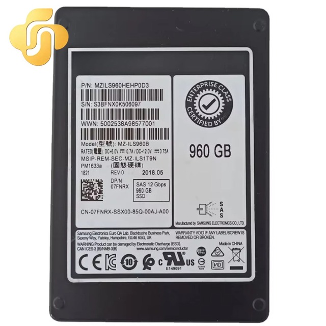 07FNRX PM1633a 960G Enterprise Class 12Gb SAS Server Solid State Drive SSD