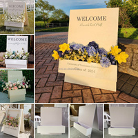 Panneau de bienvenue personnalisé autoportant pour mariage, avec fleurs bleues, décoration événementielle, boîte à fleurs, support de bienvenue pour la décoration de mariages