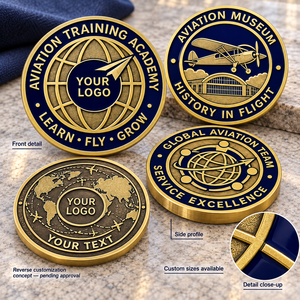 Pièces commémoratives personnalisées pour l'aviation, destinées aux clubs de pilotes, académies de formation, musées et reconnaissance des équipes mondiales OEM ODM - Product Image 3