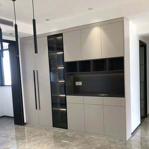 Aimsp European American Style Wine <b>Glass</b> Cabinet Wine Cabinet Wood Dining Room Wall Cabinet - Product Image 5