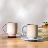 Tasse à café et soucoupe en céramique créative, Mug contrasté aux couleurs, Tasse à eau pour la maison et le bureau, Mug cadeau pour couple
