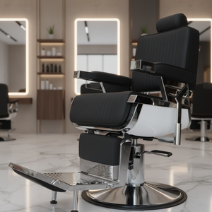 Chaises de barbier de haute qualité à hauteur de siège réglable, plaque de placage, chaise de salon de coiffure, vente en gros, personnalisable, noir moderne - Product Image 1