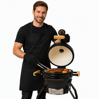 Barbecue de table en céramique au charbon de bois KIMSTONE de 13 pouces de diamètre, forme ronde, pour jardin, prix d'usine, Kamado