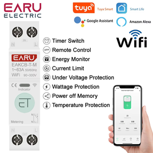 Tuya WiFi Disjoncteur Intelligent MCB Minuterie 1P + N 63A Puissance EnergyVoltage Courant Mètre Protecteur Voix Télécommande Commutateur EAKCB - Product Image 2