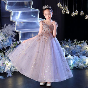 Abito da <span class=keywords><strong>Principessa</strong></span> per Bambine, Elegante Vestito da Sera con Tulle e Perline, <span class=keywords><strong>Costume</strong></span> per Esibizioni di Pianoforte - Product Image 5