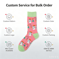 Chaussettes en coton à motif de Père Noël pour Noël, chaussettes unisexes tendance pour les fêtes, logo personnalisé OEM