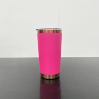 Gobelets isothermes pour voiture de 20 oz, nouvelle couleur orange rose marron chocolat, revêtement en poudre, fond plaqué cuivre, avec couvercle coulissant magnétique