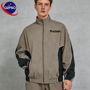 QZFSO Custom Unisex Lightweight Windproof Printed Sports Oversized Piped Woven Color Blocking <b>Track</b> Workout Plus Size Gym <b>Jacket</b> - Product Image 1