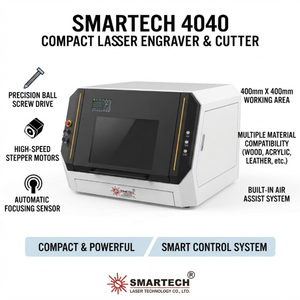 Machine de découpe laser à fibre 4040 avec système de refroidissement automatique par air pour métaux, contreplaqués, cuir et feuilles – Découpeuse laser de précision - Product Image 1