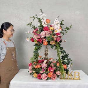 Primavera estilo boda 40cm arreglo de bolas de flores venta al por mayor Bola de flores artificiales para Arreglo de mesa - Product Image 6