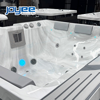 Bain à remous de jardin JOYEE Premium pour 6 personnes, spa en acrylique avec cascade LED et panneau Balboa pour villa et hôtel
