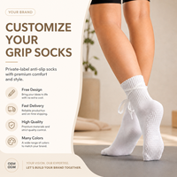 Chaussettes de yoga et de Pilates en coton antidérapantes pour femmes, chaussettes de Pilates à lanières tricotées, chaussettes de fitness et de yoga avec logo personnalisable