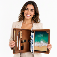 Carpeta Organizadora de Negocios A4 de Cuero PU con Cremallera, Anillas y Soporte para Tablet - ¡Gran Oferta!