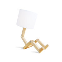 Personnalisation d'usine OEM/ODM, éclairage intérieur pour chambre à coucher, corps en bois, revêtement en tissu, moderne, flexible, réglable, blanc chaud LED