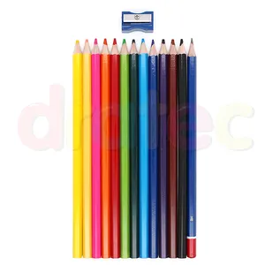 학교 문구 맞춤형 로고 나무 연필 색상 상자 기름 기반 12 어린이를위한 기본 색연필 세트