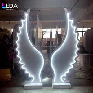 LEDA White Light LED Acrylic Angel Wings Wedding Backdrop <b>Arch</b> With Wings Luminous Stage Background <b>for</b> Wedding Party <b>Decoration</b> - Product Image 1