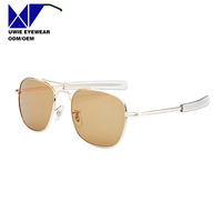 Lunettes de soleil carrées classiques OEM pour hommes, lunettes de pilote polarisées American Optical, monture transparente
