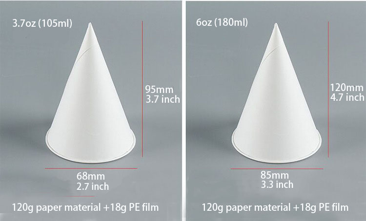 Eco-friendly 3.7oz 6oz Cone Paper Cups - Disposable & Stylish