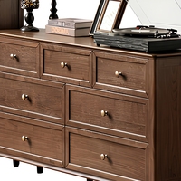 Commode en bois massif Genji Muyu, style tendance, meuble de rangement de chevet pour chambre à coucher, unité de rangement à tiroirs pour la maison, panneau MDF, modèle chinois