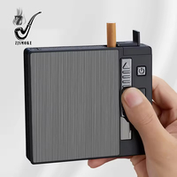 Étui à cigarettes à éjection automatique 20 paquets avec briquets à double arc, affichage de la puissance, rechargeable par USB, coupe-vent
