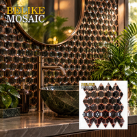 Mosaïque artistique 3D en acier inoxydable, effet patine imitation rustique, design intérieur moderne intemporel et somptueux