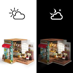 Robotime Rolife 3D Rompecabezas <span class=keywords><strong>de</strong></span> madera DG109 DIY Miniatura <span class=keywords><strong>Simon</strong></span>'s Café Casa <span class=keywords><strong>de</strong></span> muñecas Artesanías <span class=keywords><strong>de</strong></span> madera - Product Image 6