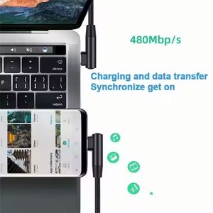 Pd 60W 3A 90องศาชนิด C ถึงพิมพ์ C ตัวผู้ชาร์จไฟได้สายเคเบิลไนลอนถักเปียสายเคเบิลโทรศัพท์ - Product Image 5