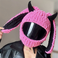 Gorros de Ganchillo Hechos a Mano con Dibujos Animados de Moda para Chicas, Adorable Funda Protectora de Felpa para Casco de Motocicleta, Moda Transfronteriza Personalizable