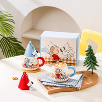Nouveautés : Tasse en céramique Snoopy avec couvercle en forme de chapeau et breloque Snoopy 37PML – Tasse à café de dessin animé pour le bureau et la maison, idéale comme cadeau