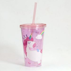 High Temperature Resistant 16oz <b>Plastic</b> Cup Modern Colorful Straw Cup Portable Party Accompanying Cup for Office - Product Image 2