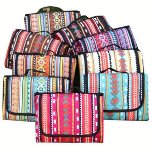 Colorful Mexican Stripes Flowers Minority Style Camping Beach Waterproof Rug Portable Outdoor Extra <b>Large</b> Picnic Blanket - Product Image 5