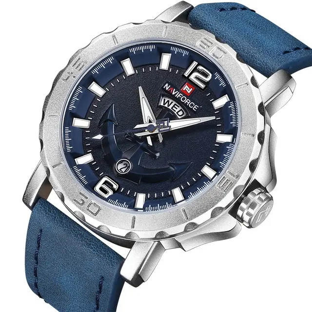 Naviforce Watch 9122 Casual Genuine Leather Business Men Wrist Watches Luxury Quartz Waterproof Wristwatches Relogio Masculino