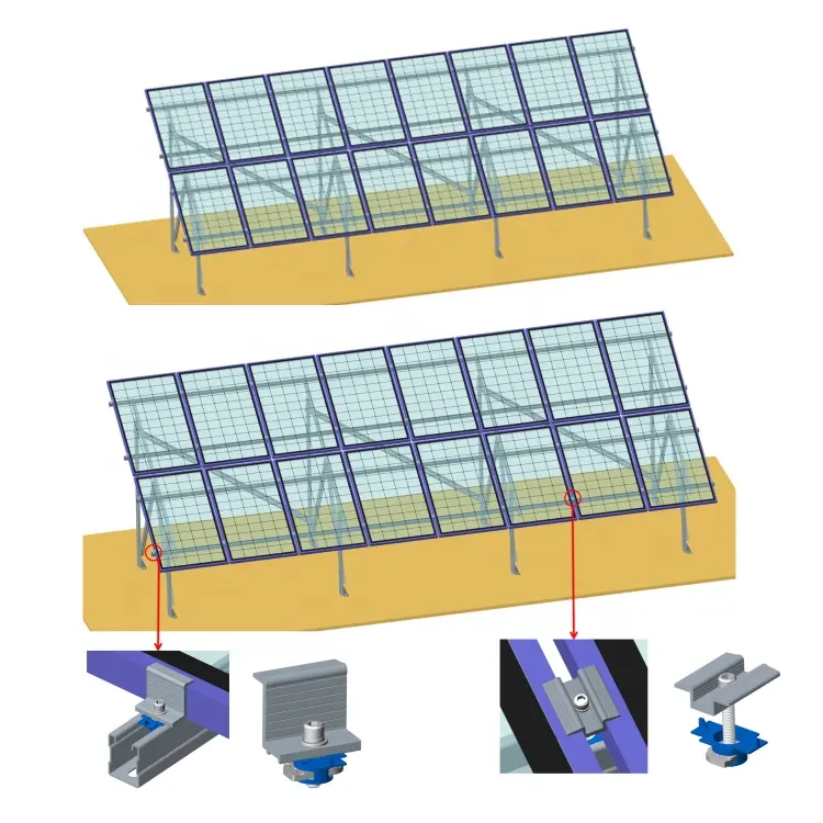 Terrasse verzinkte Solar-Stahlkonstruktion zn-al-mg legierungsbeschichtete PV-Solar-Rack-Befestigungshalterungen