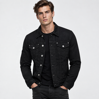 Ventes en gros de vestes en jean pour hommes avec logo personnalisé, vêtements de mode, vestes en jean noir pour hommes/vestes en toile pour hommes