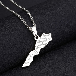 Collana con Ciondolo a Forma <span class=keywords><strong>di</strong></span> Mappa del Marocco in Acciaio Inossidabile Placcato Oro, Unisex, Vendita Calda - Product Image 4