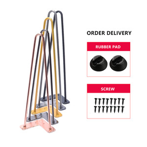 Gambe per Tavolo a Forma di forcina in <span class=keywords><strong>Metallo</strong></span> <span class=keywords><strong>Nero</strong></span>, Oro, Argento per Tavoli da Caffè e da Pranzo - Product Image 2