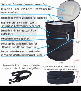 <b>Lightweight</b> Collapsible Golf Cart Beer Cooler Pops up Cooler <b>Bag</b> for <b>Beach</b> Camping Tailgating Vacation and Travel - Product Image 3