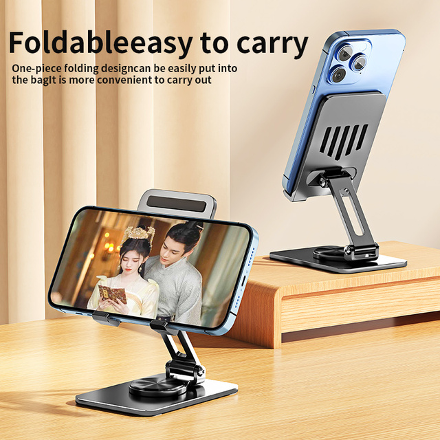 2026New Style Portable Foldable Silicone Anti-slip 360 Rotating Metal Mobile Phone Holders Desktop Phone Support Stand Rack