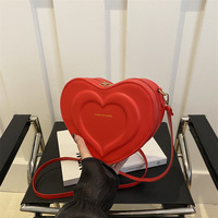 Bolso Bandolera de Hombro de Piel Sintética con Cierre de Cremallera, Estilo Coreano, Color Caramelo, en Forma de Corazón, para Mujer, Última Moda de Otoño