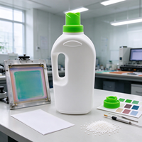 Bouteille de détergent à lessive en plastique de 1000 ml avec bouchon à clapet vert, récipient pour savon liquide, bouteille de nettoyage ménager