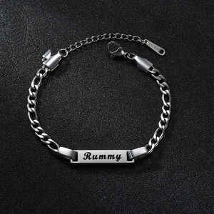 Stainless Steel Curved Brand <b>Bracelet</b> DIY Personalized Smooth Long Strip Blank Laser Lettered <b>Name</b> <b>Bracelet</b> - Product Image 3