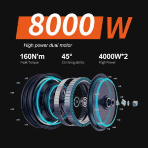 Scooter Eléctrico Todoterreno F9 de 12 Pulgadas, 8000W, Motores Duales, 90 km/h, 40 Ah, Plegable, Impermeable, Alcance de 80-100 km, Control por Aplicación, para Adultos, Carga de 200 kg - Product Image 2