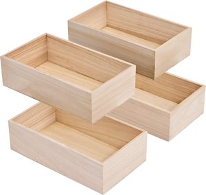 Caisses en bois brut modernes de forme rectangulaire pour l'organisation des garde-manger, des placards et des armoires - Product Image 1